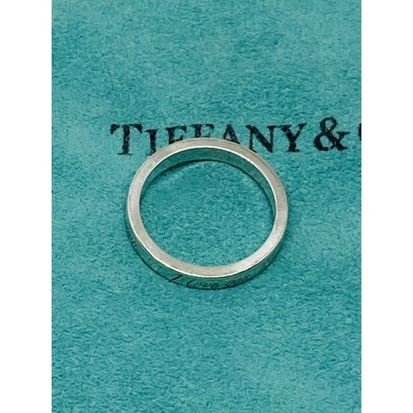 Tiffany & Co. 925 Sterling Silver "I Love You" Eternity Band Ring 4.75 - Picture 1 of 7